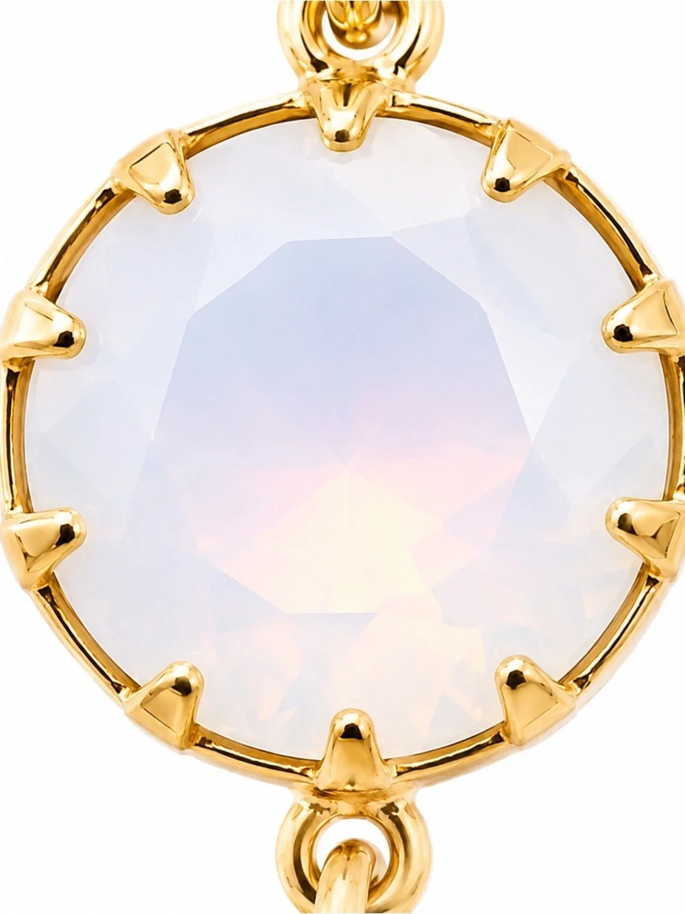 Zoetik Gold Tone White Faceted Stone Statement Necklace Chunky Chain Elegant NWT